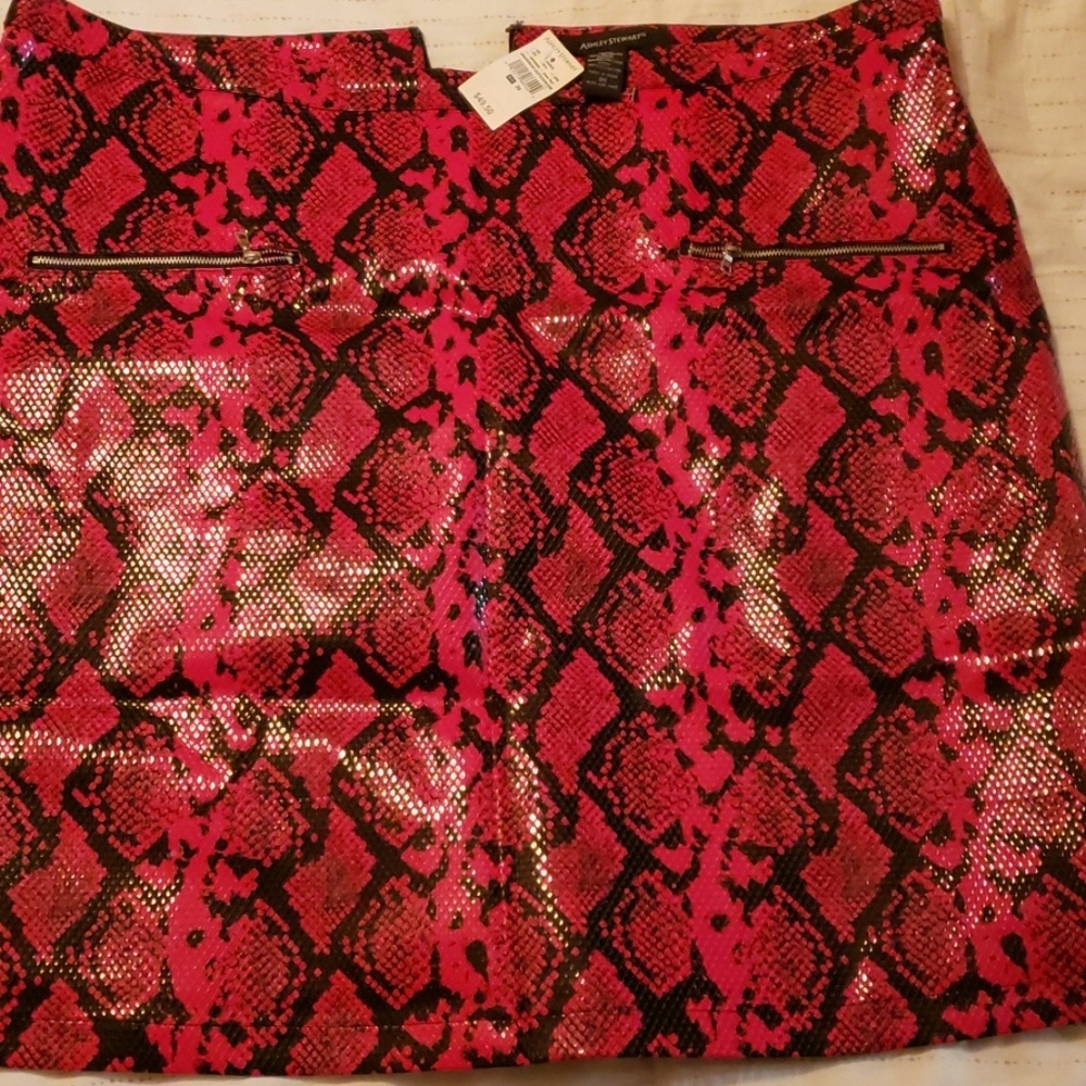 Red and black faux snake skin skirt